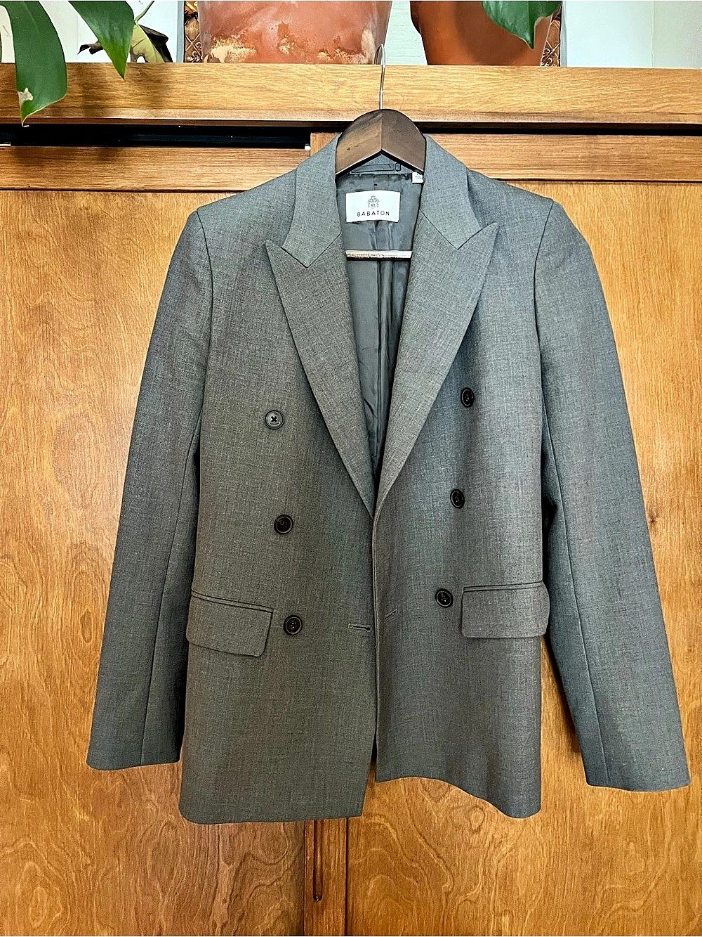 Babaton Double-Breasted Blazer in Gray Size 2XS Like New